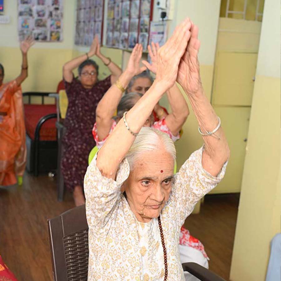 Senior citizens participating in fitness and wellness activities at SEEED Foundation